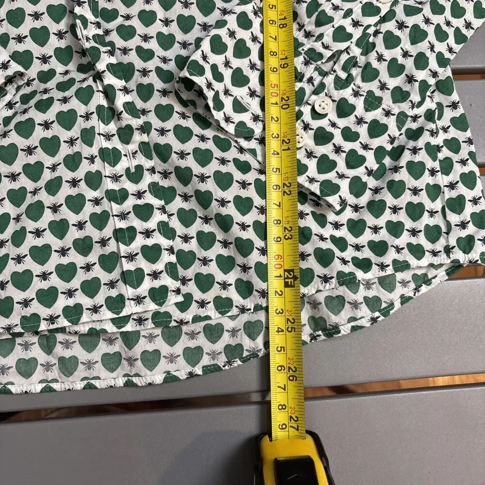 J. Crew Shirt Womens Size 10 Green Heart Fly Multicolor Long Sleeve Button Down - Picture 5 of 9